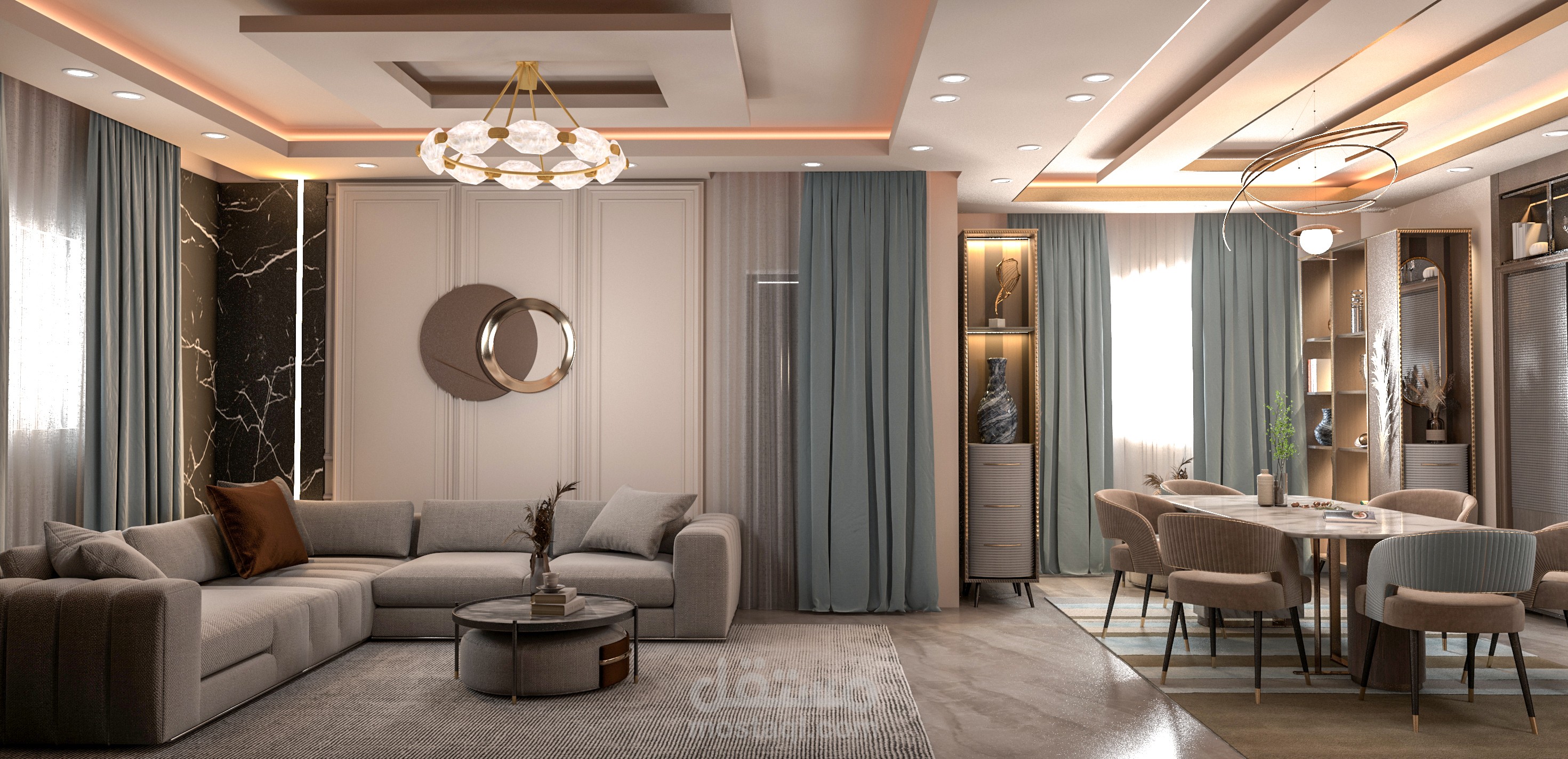 تصميم داخلى لريسبشن شقة interior design of modern reception