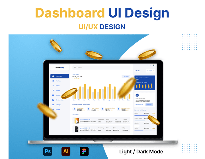 داشبورد ( Dashboard ) لموقع تجارة الكترونية ( Ecommerce )