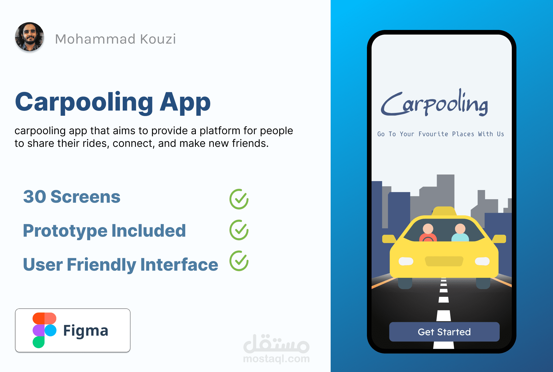 تطبيق مشاركة السيارة Carpooling App مستقل