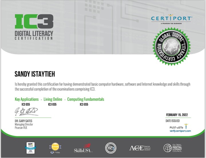 Internal And Computer Core Certificate (IC3)