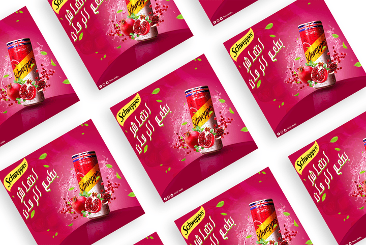 A social media advertisement was designed (for Schweppes pomegranate drink)