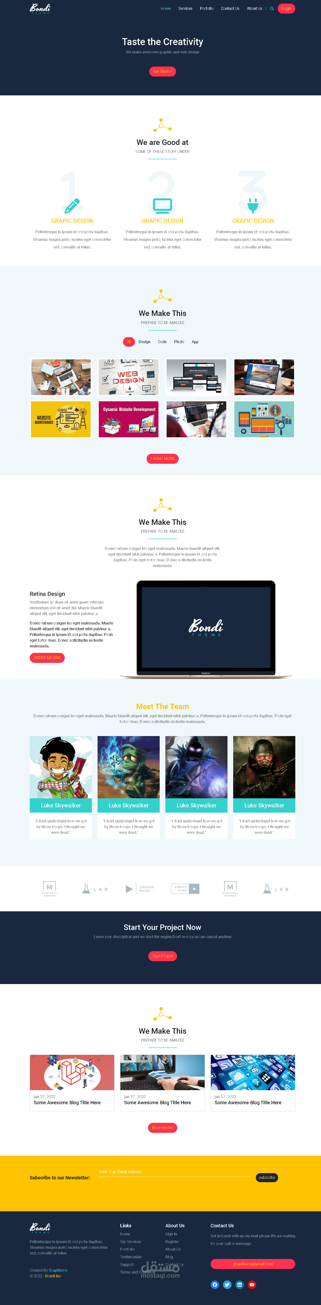bondi webpage, a dynamic and interactive webpage