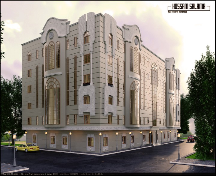 تصميم 3d  لواجهة فندق