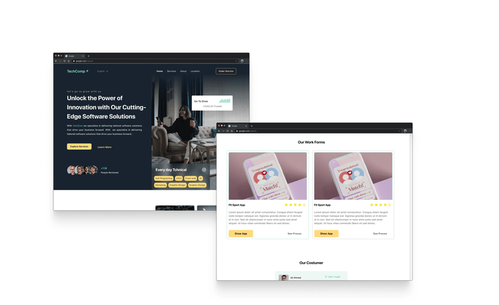 tech company landing page