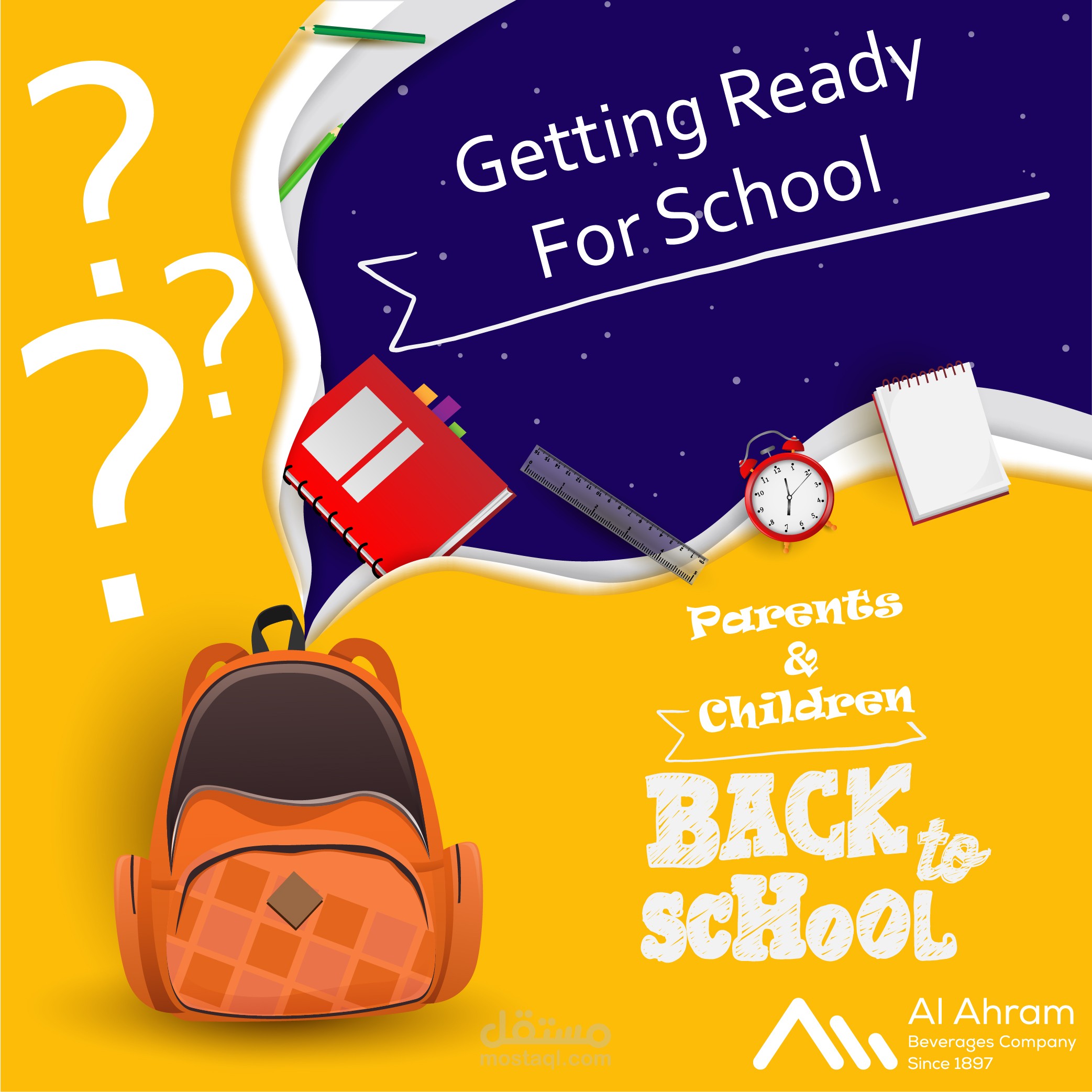 تصميم بوسترات خاص بالـ Back to school لشركة الاهرام للمشروبات