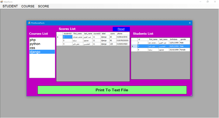 C# Student Management System  (Csharp)  (mysql-db)