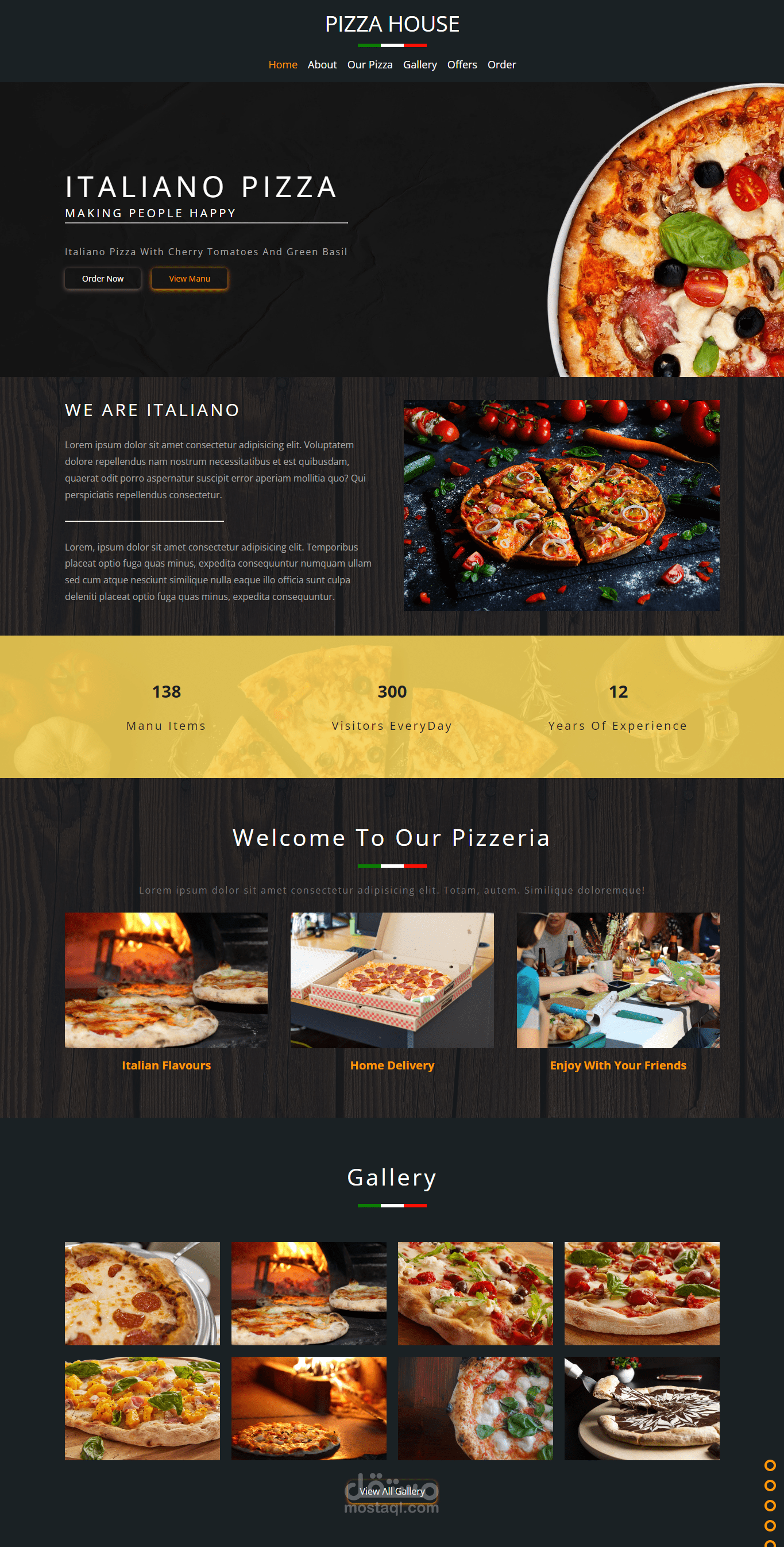Pizza Restaurant Website | مستقل