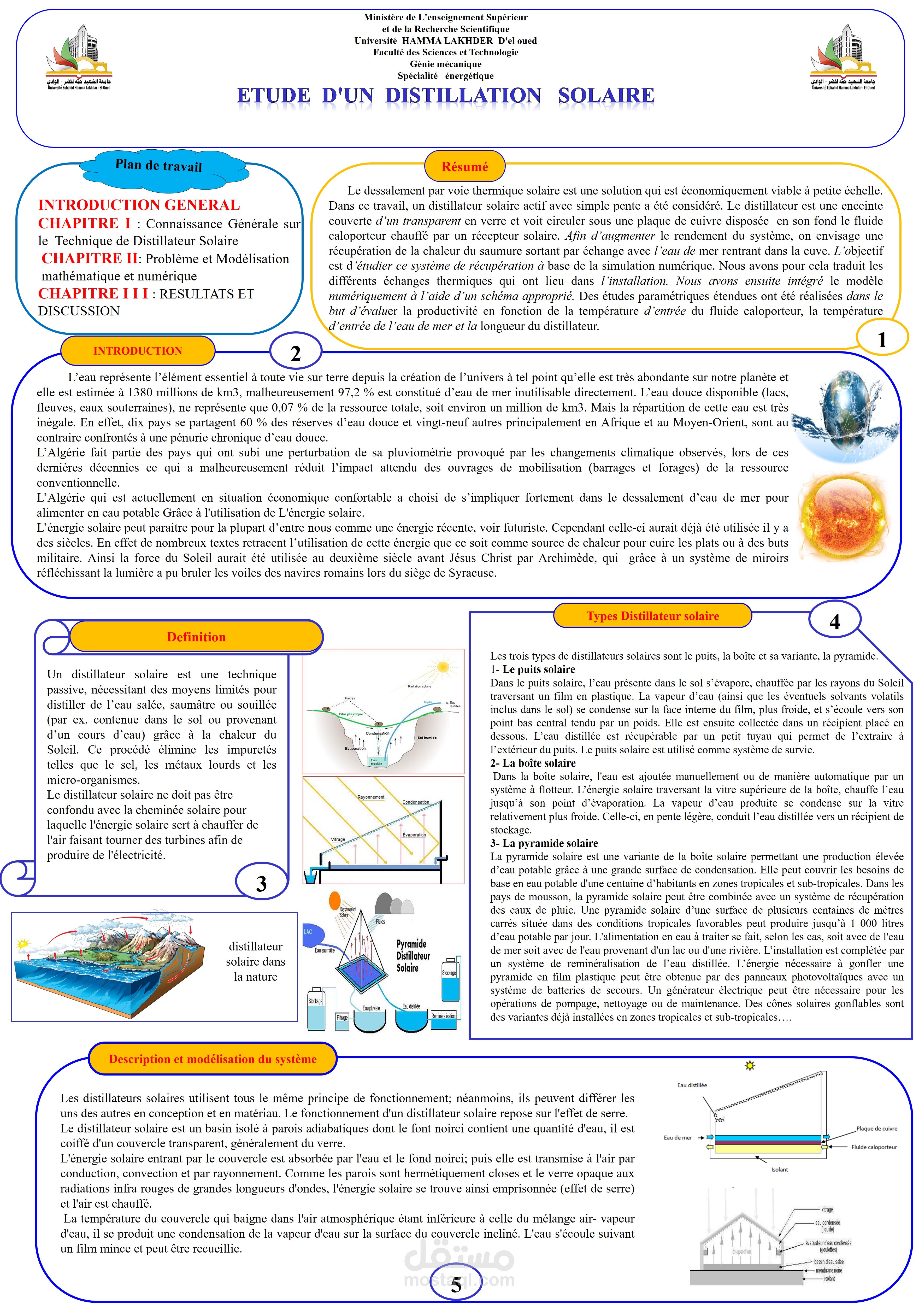 دراسة حول تقطير الشمسي بستعمال Microsoft office PowerPoint