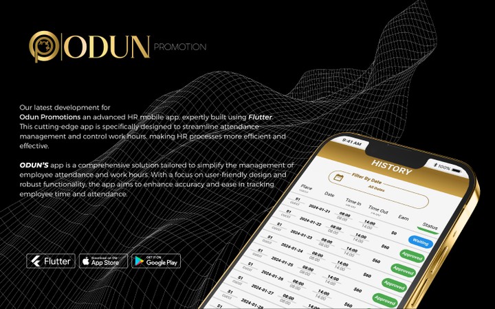 ux&ui لتطبيق hr خاص بمطار في انجلترا لصالح شركة odun promotion