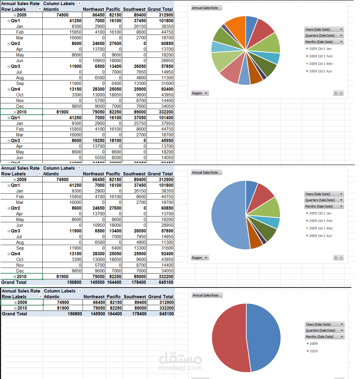 تقرير مبيعات تفاعلى باستخدام Excel