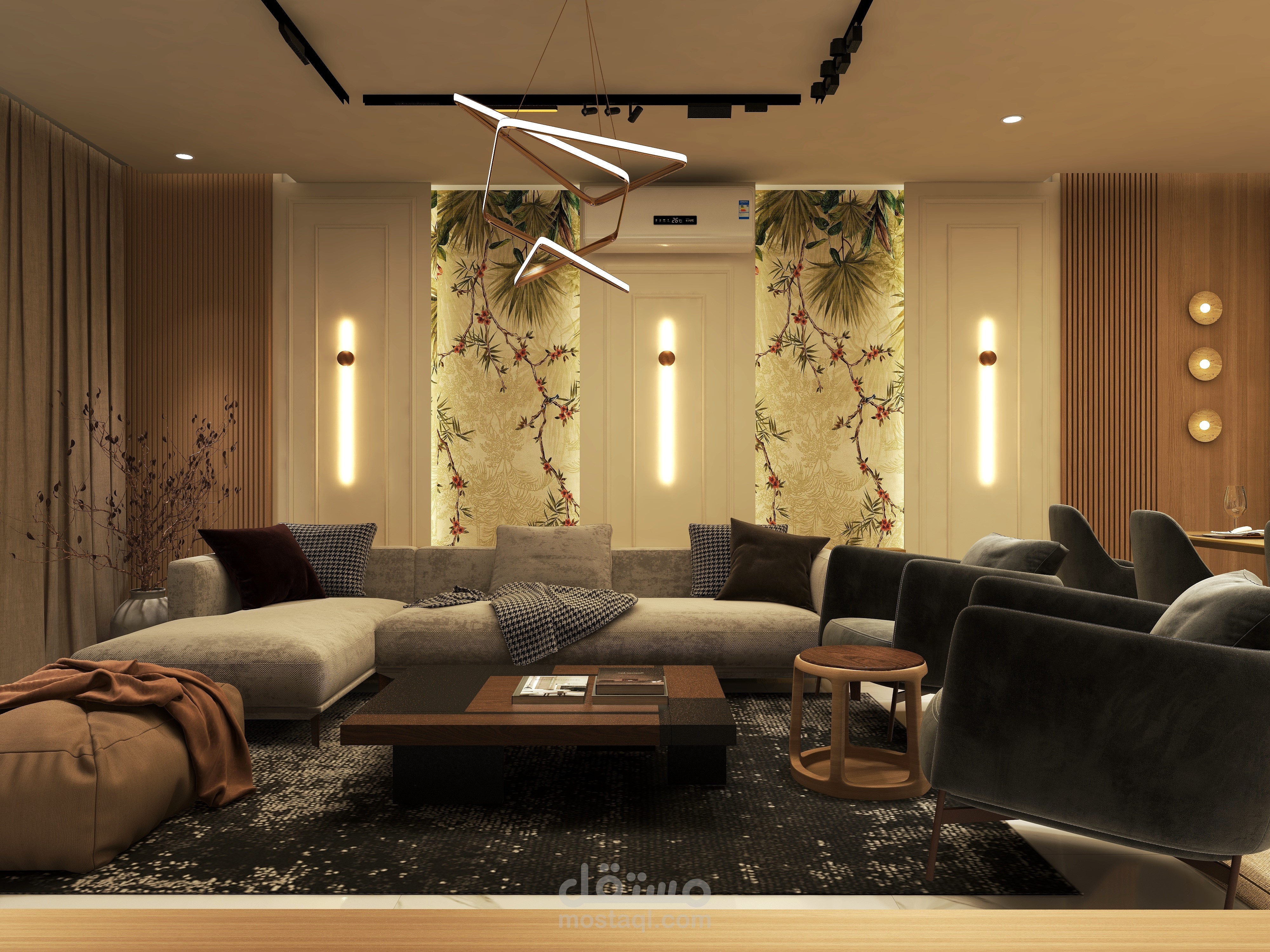 تصميم  داخلي لشقة سكانية في المعادي  مساحتها 190 متر