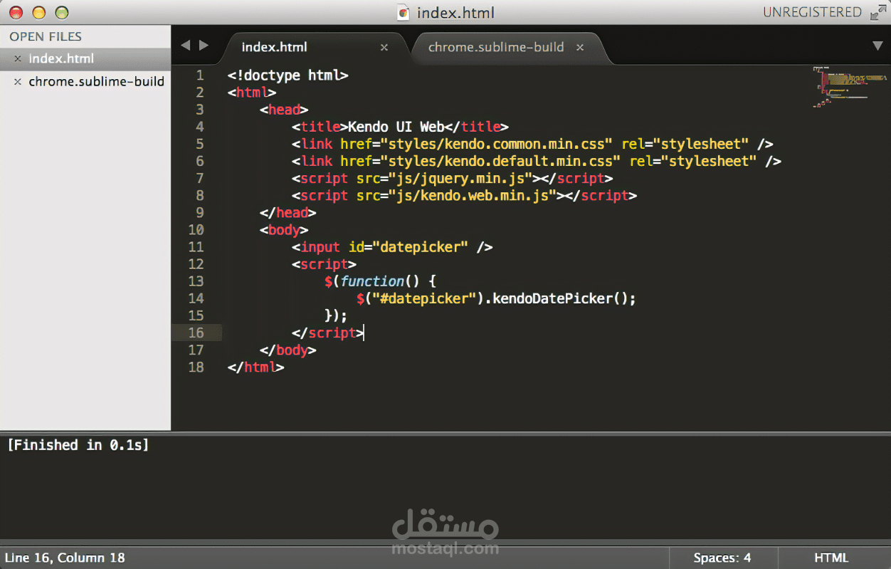 كتابة كود HTML  باستخدام sublime