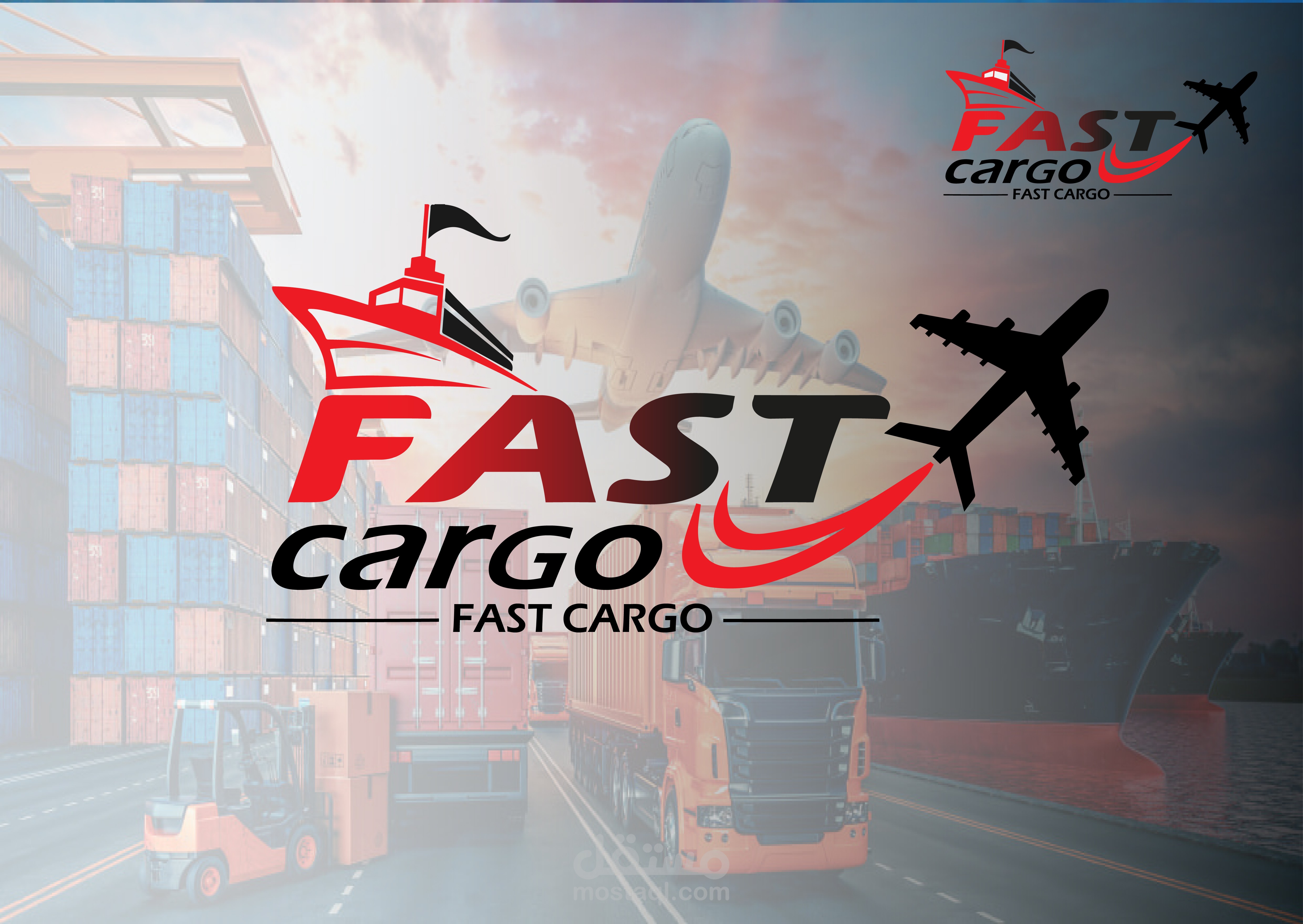 تصميم شعار لشركة الشحن الدولي fast cargo