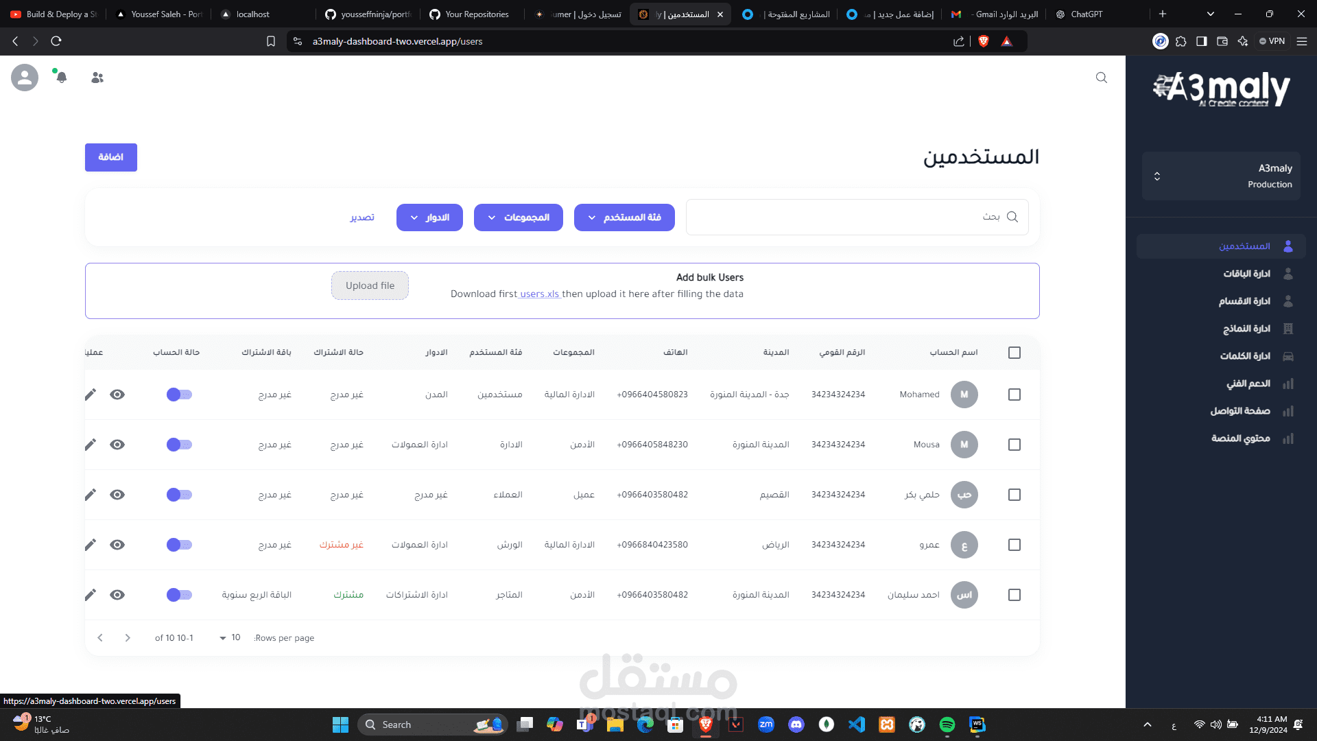 A3maly Dashboard