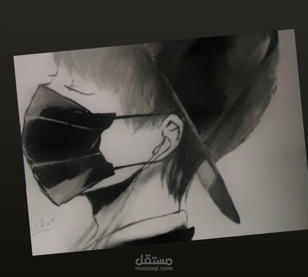 رسم فتى بالفحم