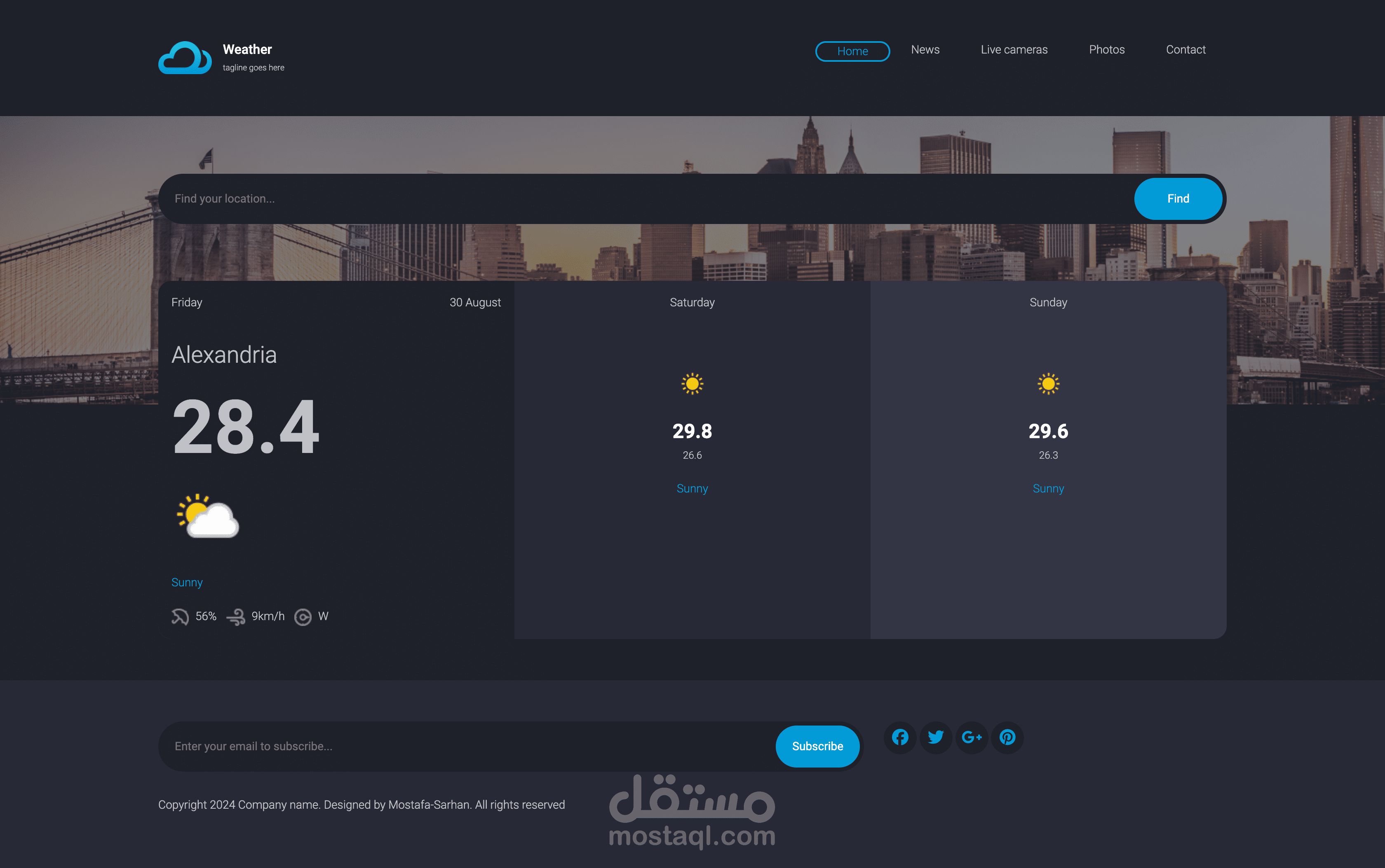 تطبيق للطقس باستخدام ال Api