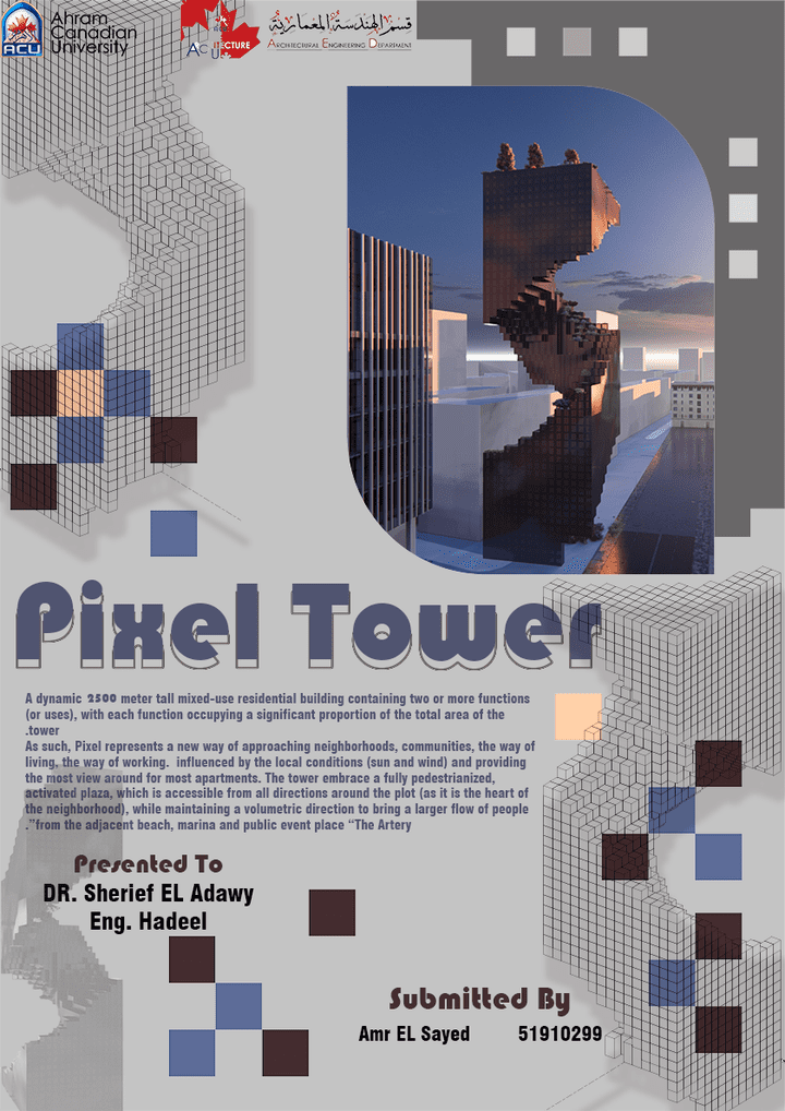 Poster Pixel Tower rhino