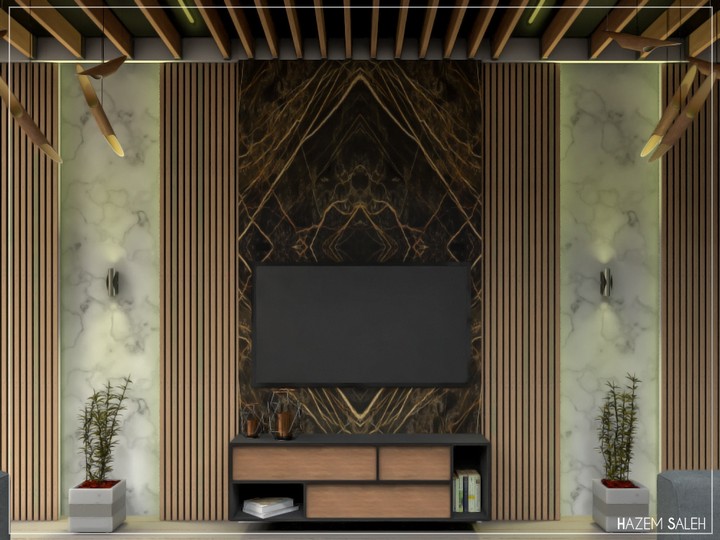 TV Wall Interior Design with Industrial Style