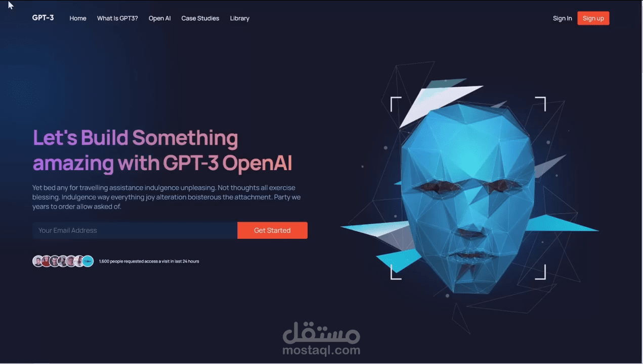 GPT-3 موقع تعريفي