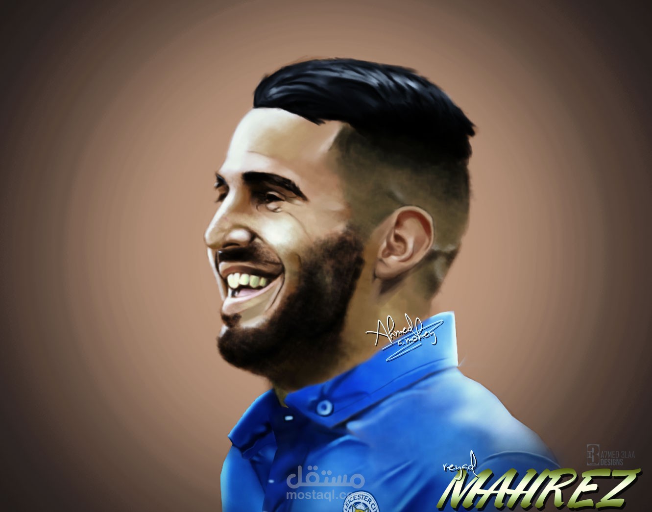 رسم ديجيتال للاعب رياض محرز (بالفأرة)