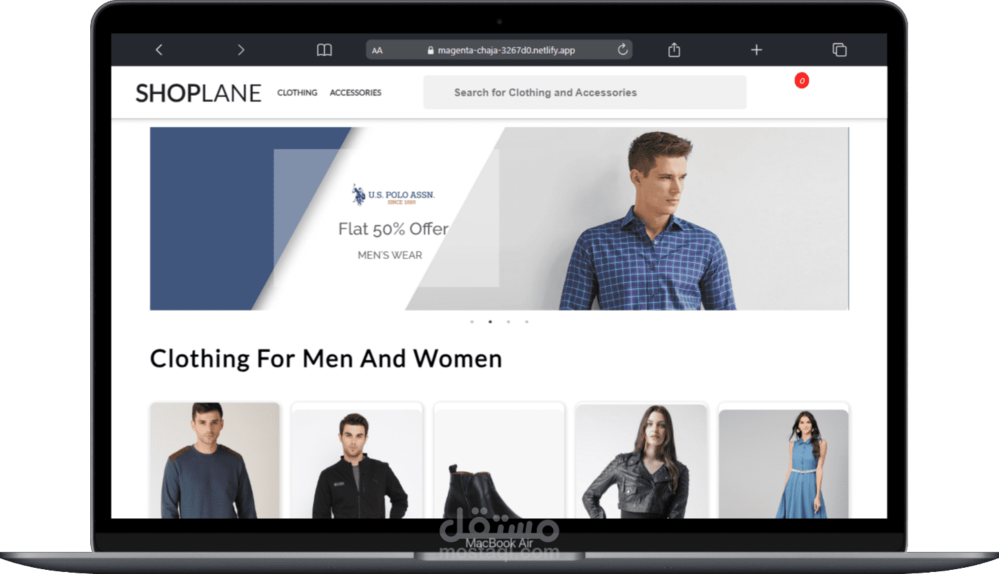 موقع متجر إلكتروني لبيع الملابس والإكسسوارات