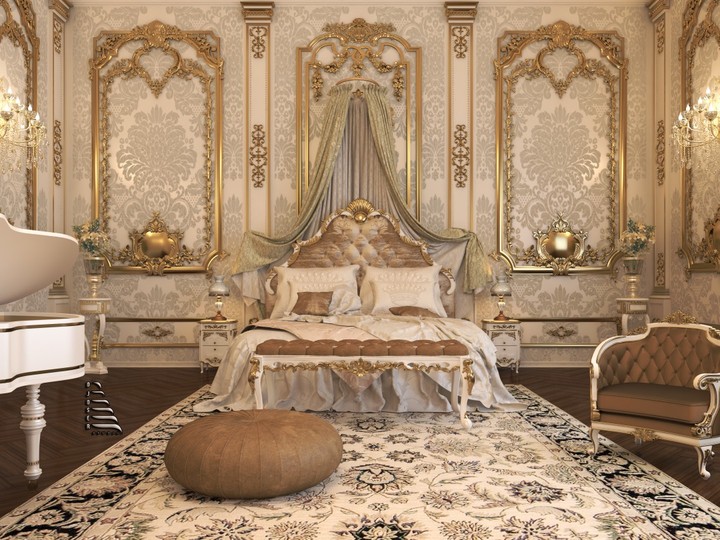 interior design of a royal bedroom in a royal palace