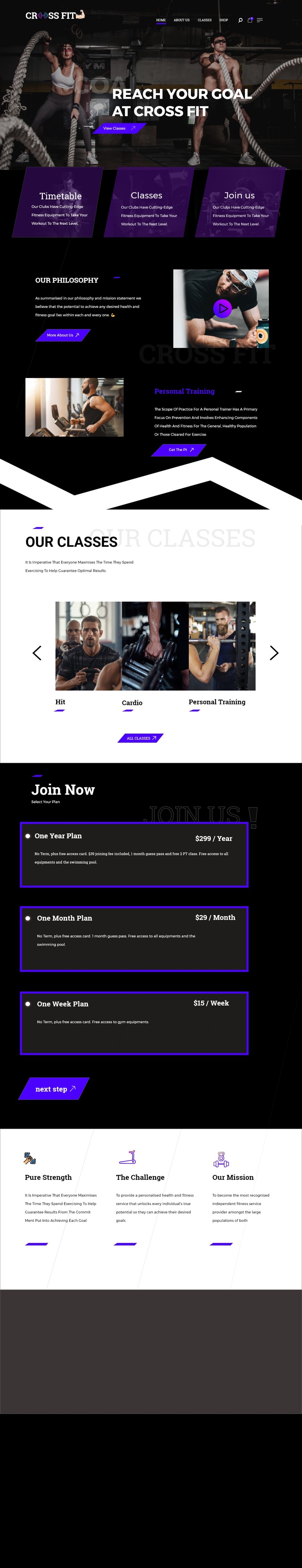 landpage for gym web design