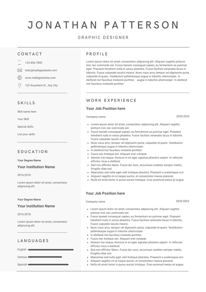 عمل professional CV and resume