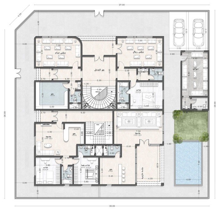 تصميم فيلا بشكل كامل (مخططات انشائية - مخططات معمارية - محططات الكتروميكانيكال - مخططات كفاءة الطاقة )