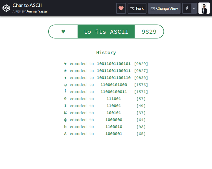 Char to ASCII