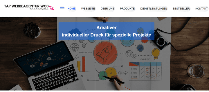 عمل موقع تعريفي لشركة TAP WERBEAGENTUR WOB