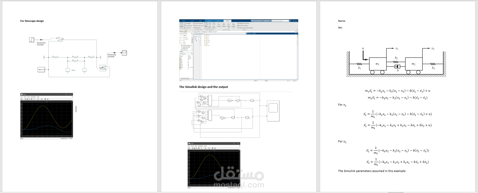 Matlab Design using Simulink and Simscape