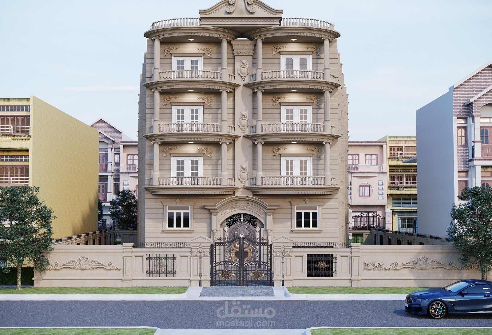 Exterior façade of a residential building