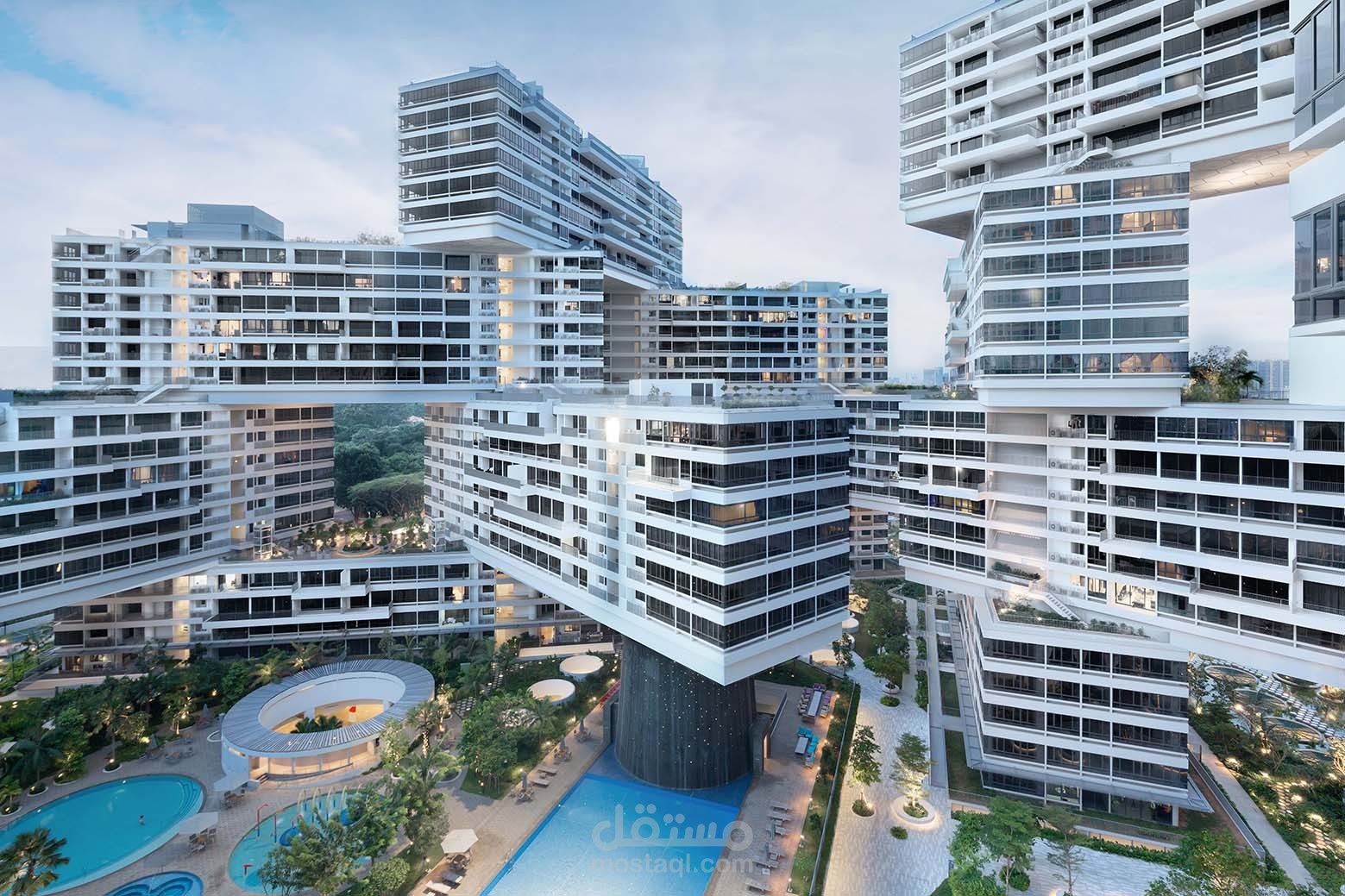 فن العمارة في مبنى The Interlace في سنغافورة