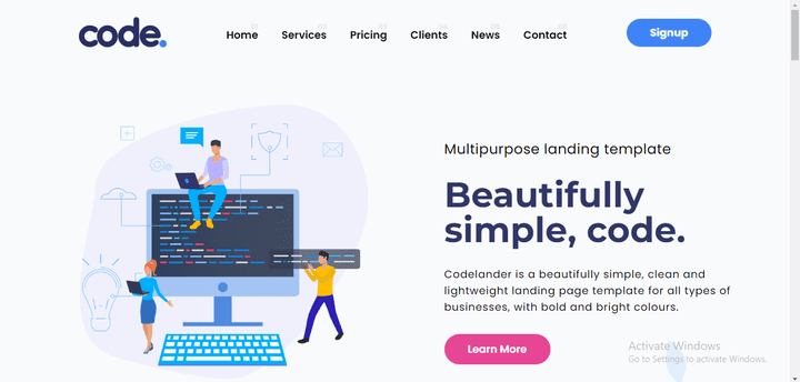 Landing Page using Tailwind CSS