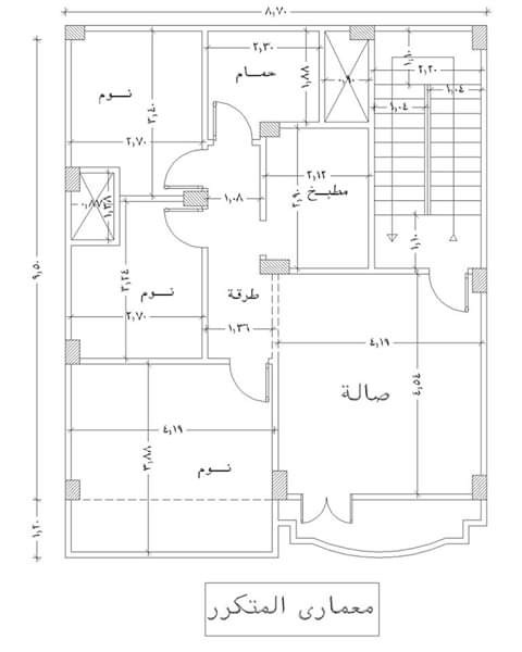 تصميم معماري وانشائي لمخطط عمارة سكنية اوبرج سكني اوتجاري