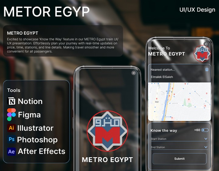 تصميم واجهة المستخدم وتجربة المستخدم لتطبيق "METRO EGYPT"