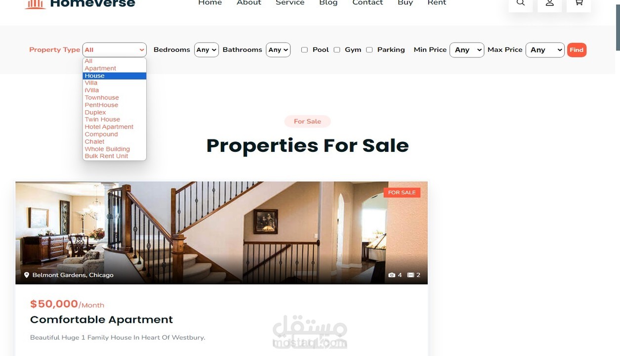 تطوير موقع عقارات Real Estate Website