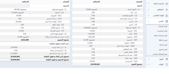 إعداد ميزانيات عمومية بالبرامج السحابية