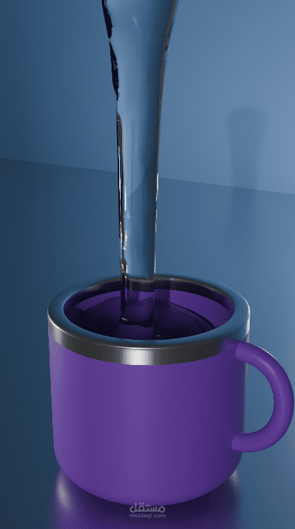 3d water falling into the cup