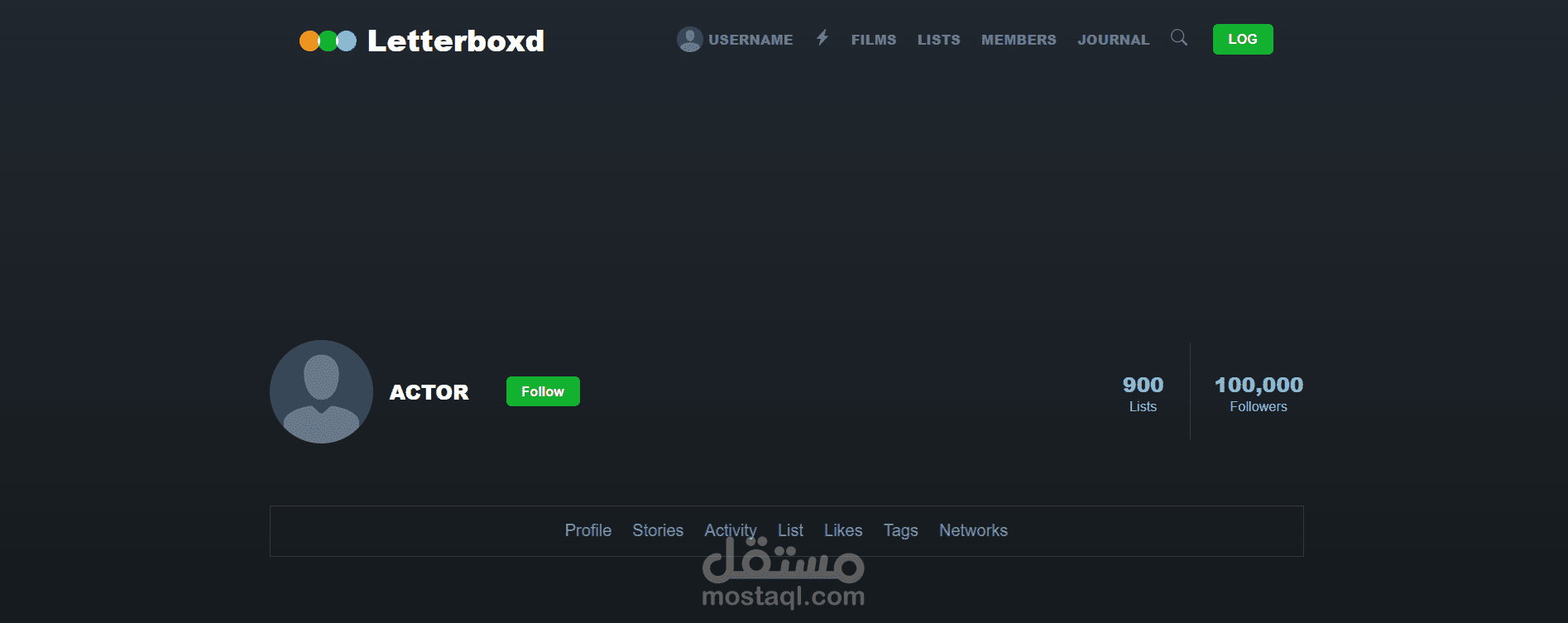 letterboxd User Profile Landing page