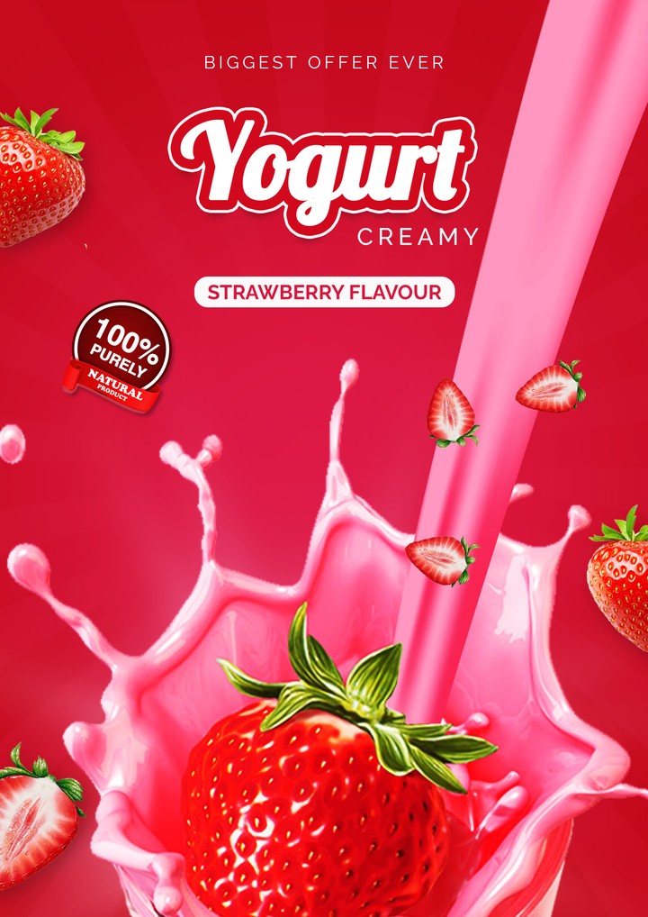 Strawberry Yogurt Poster Design