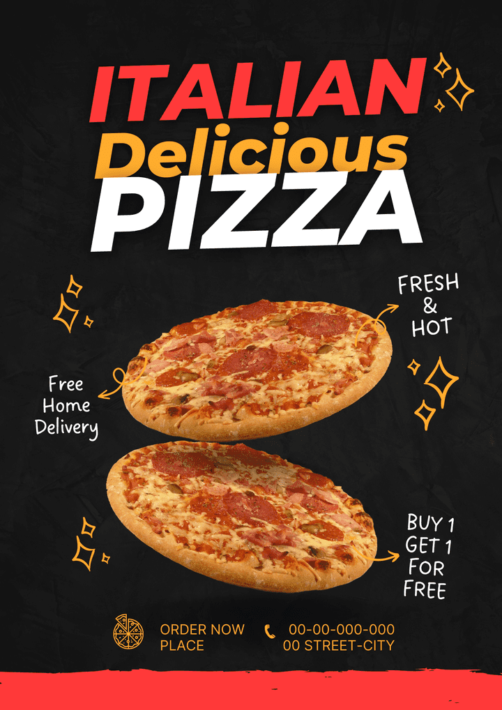 Flyer for pizza restaurant