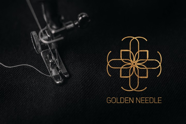 تصميم شعار لورشة خياطة باسم golden needle