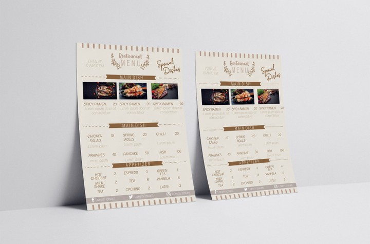 Menu restaurant