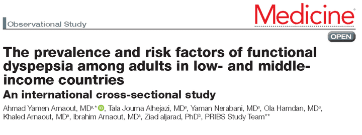 The prevalence and risk factors of functional dyspepsia among adults in low-and middle-income countries: An international cross-sectional study