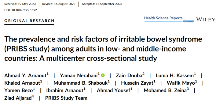 The prevalence and risk factors of irritable bowel syndrome (PRIBS study) among adults in low‐and middle‐income countries: A multicenter cross‐sectional study