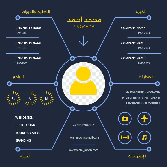 سيرة ذاتية بطريقة إنفوجرافيك  CV infographic