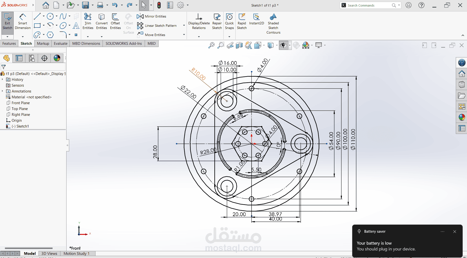 solid works 2d design | مستقل