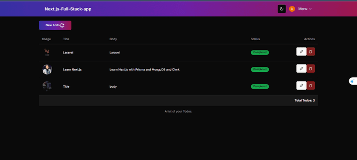 Full-stack Todo list application